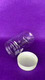 250ml Plastic Clear Round Jar w White Lid Spice Jars PL-780PC-2448-CL39