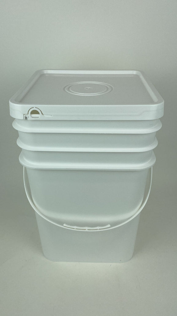 White Square Bucket Pails With/Without Lid 20L Storage Food Liquid