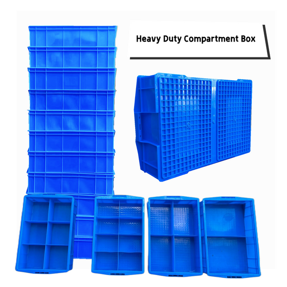 Heavy Duty Warehouse Industrial Plastic Storage Stackable Shelf Box with Divider