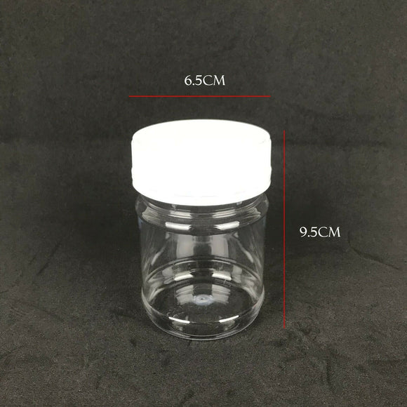 250ml Plastic Clear Pet Round Jar Tamper Evident White Screw Cap PL-250-3159-CL
