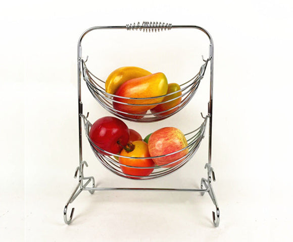 2 Tiers Decorative Metal Fruit Basket Swing Holder