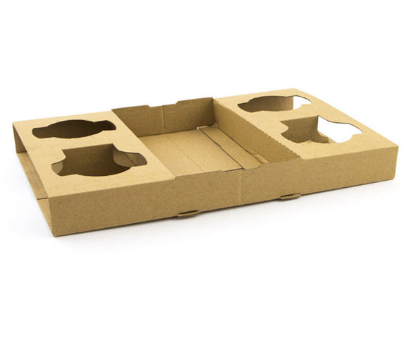 100pcs Brown Cardboard Paper Cups Carrier Holder KD22541