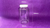 650ml HEXAGON Plastic Clear PVC Jars w Lid White Tamper Evident Screw Cap