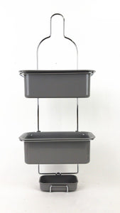 2 Tiers Metal Plastic Hanging Shower Caddy Dark Grey/White CRM1010