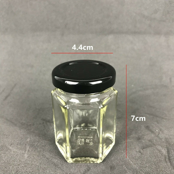 55ml Glass Hexagon Spice Jars Preserve Food Bottle Jar Twist On Lid 2072-FL