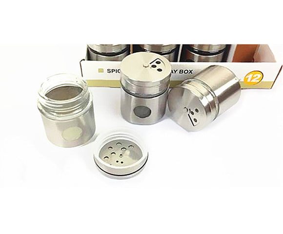 10pcs Stainless Steel Encased Glass Spice Jar Screw Lid GA003