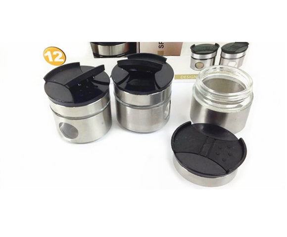 10pcs Stainless Steel Encased Glass Salt Shaker Spice Jar GA023