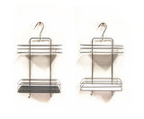 2 Tiers Metal Plastic Hanging Shower Caddy Dark Grey/White CRM1002