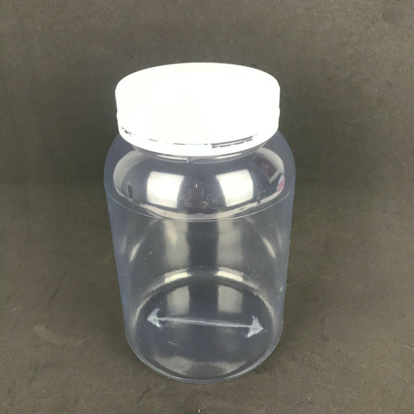 2L Plastic Clear PVC Round Jar w Tamper Evident White Screw Cap 2571-CL