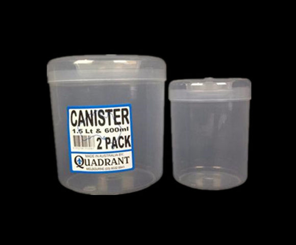 Set of 2 Plastic Canister Food Storer with Lid Container#3067